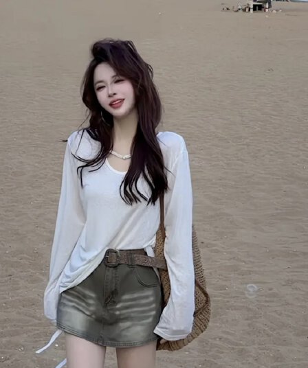ccdz 패션 디자인 센스 느긋한 바람 눈꽃 주간 실크 자외선 차단 맨위 여성