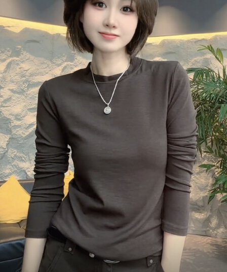 긴팔 인터넷 에디션 기본 셔츠 여성 슬림해 보이는 다용도 몸매 가꾸기 만나는 맨위 여성