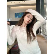 批发慵懒风圆领针织衫女秋冬宽松韩系<b class='q'>百搭</b>长袖内搭打底多巴胺毛衣上衣