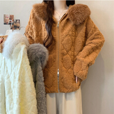 批发韩系慵懒风毛领拉链针织开<b class='q'>衫</b>秋冬女装新款时尚气质小香风毛衣外套