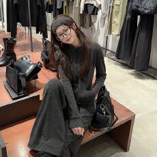 批发慵懒风<b class='q'>休闲</b>运动服套装女秋新款韩版显瘦卫衣阔腿裤两件套