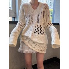批发日系复古高级感破洞不规则<b class='q'>毛衣</b><b class='q'>男</b>女秋季镂空慵懒老钱风羊毛针织衫
