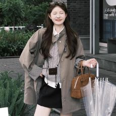 批发简约正反高级感风衣<b class='q'>外套</b>女装秋季2025新款宽松显瘦<b class='q'>中长款</b>韩系上衣
