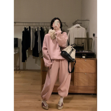 韩版卫衣卫裤时尚盐系宽松休闲两件套2025年新款春秋季运动套装女