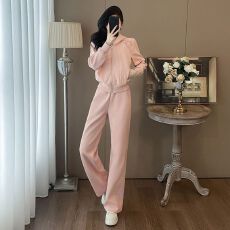 批发时尚休闲运动套装秋<b class='q'>冬</b>新款气质显瘦连帽卫衣阔腿裤两件套