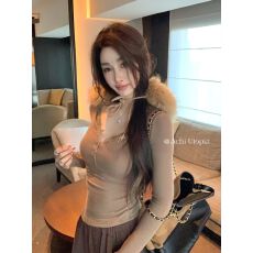 批发人棉磨毛蕾丝花边拼接磨毛<b class='q'>T</b><b class='q'>恤</b>修身<b class='q'>长袖</b>内搭打底衫纯欲风紧身上衣