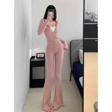 批发2025<b class='q'>秋</b>冬款整套ootd穿搭套装连帽修身显身材短外套女显瘦休闲套装