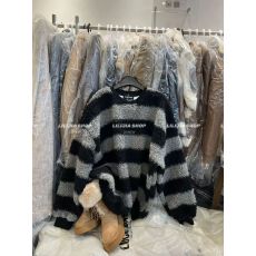 批发原版面料 大码300斤韩国东大门秋冬<b class='q'>韩版</b>宽松拼色条纹羊羔毛卫衣女