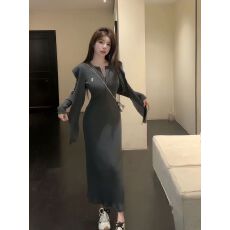 批发2025独特超好看裙子淡颜系轻熟穿搭大方得体绝美咖色气质<b class='q'>连衣裙</b>女