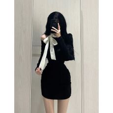 批发【原版做法+拉链长袖<b class='q'>连衣裙</b>女秋季性感<b class='q'>露背</b>裙子收腰纯欲风包臀裙