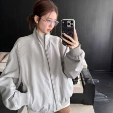 批发韩系大码宽松立领外套女早春秋季新款休闲精致棒球服工装情侣夹克
