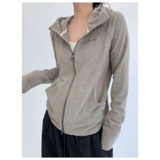 批发秋季纸片人薄款修身短款连帽<b class='q'>外套</b>女复古休闲慵懒针织开衫上衣