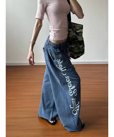 다용도 측면 알파벳 프린트 웨이 바지 일본식 새로운 하라주쿠 품격 문예 트렌드 느긋한 인기 ins 패션