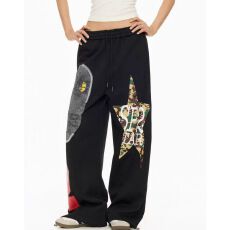 批发韩版印花抽绳街舞hiphop嘻哈休闲裤女爵士舞jazz长裤运动<b class='q'>街头</b>潮