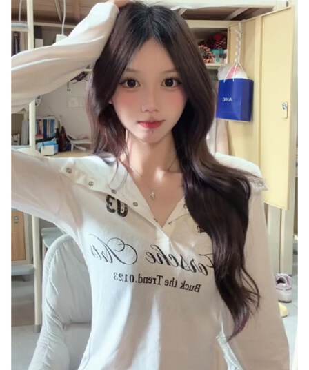 원본 솜씨 이중층 모자 광저우 눈꽃 면 자외선 차단 블라우스 여성
