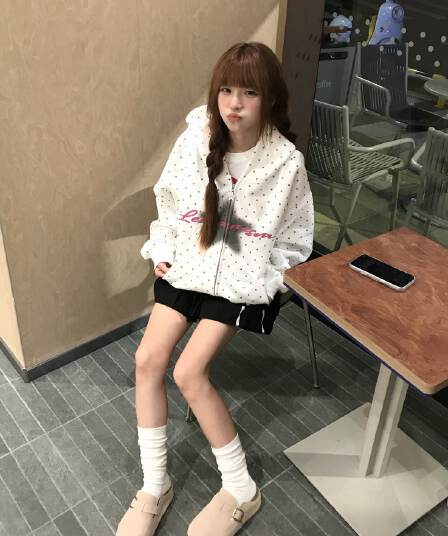 얇은 스타일 발 330 그램 백금 지퍼 이후 패키지 칼라 순수한 Mianhua 면 복합 후드티 여성