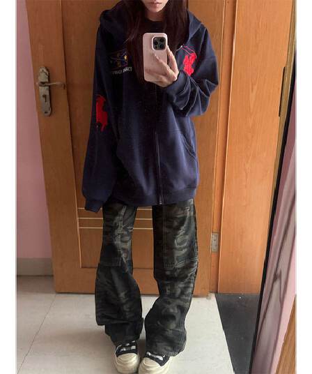 얇은 스타일 털이 있는 자수 이후 패키지 칼라 순수한 Mianhua 면 복합 후드티 여성