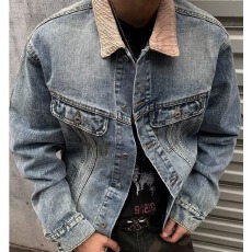 批发秋季男女牛仔外套新款时尚<b class='q'>百搭</b>刺绣夹克翻领浅蓝色修身韩版牛仔衣