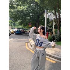 批发美式卫衣运动套装女秋季韩版宽松显瘦阔腿裤休闲两件套网红<b class='q'>时尚</b>潮