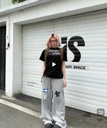 무거운 작업 자수 전쟁 말 캐주얼 바지 남녀 아메리칸 높음 거리 커플 무거운 루즈핏 스트레이트 허리밴드 웨이 바지
