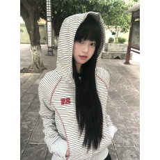 批发美式复古哈苏线条纹连帽卫衣<b class='q'>男</b>女春秋新款修身百搭运动风<b class='q'>开衫</b>外套