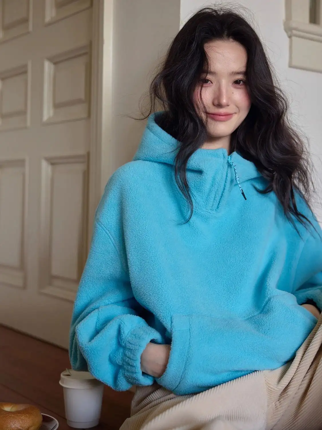 루즈핏 후드 플리스 자켓