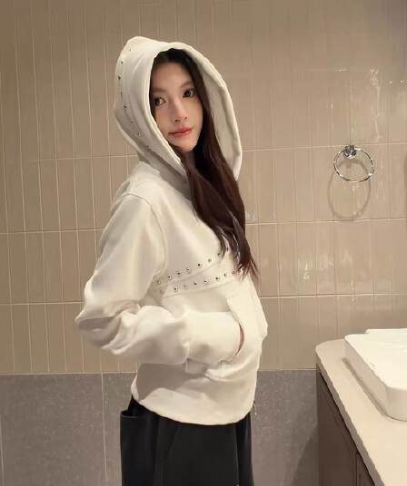 얇은 스타일 이후 패키지 칼라 순수한 Mianhua 면 복합 후드티 여성
