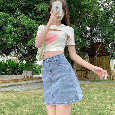 批发加内衬牛仔短裙女春夏季新款a字裙小个子辣妹包臀裙裤半身裙ins
