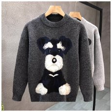 批发羊毛设计感狗狗重磅圆领宽松通勤毛织卫衣针织衫毛衣