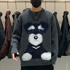 批发衣针织衫毛衣羊毛设计感狗狗重磅圆领宽松通勤毛织卫