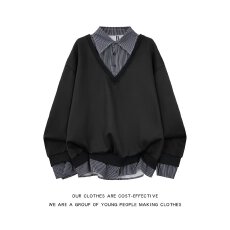 批发印花秋冬卫衣男2025年春秋季韩版新款圆领宽松上衣chic港风潮流