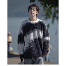 批发圆领毛衣针织衫男潮牌帅气秋冬季打底衫2024新款男士气质修身上衣