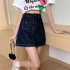 批发牛仔短裙女夏季新款防走光高腰a字胖MM半身裙<b class='q'>大码</b>辣妹包臀裙裤子