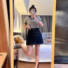 批发牛仔短裙女夏季新款防走光高腰a字胖MM半身裙<b class='q'>大码</b>辣妹包臀裙裤子