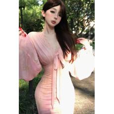 批发法式名媛系带蕾丝边<b class='q'>拼接</b>长袖<b class='q'>连衣裙</b>女2025秋季新款温柔风设计