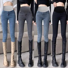 批发孕妇裤子春秋款外穿2026经典款小个子打底裤不勒肚<b class='q'>小脚牛仔裤</b>秋装