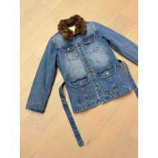 批发欧洲站2025秋冬新款<b class='q'>牛仔</b>外套配腰带可拆卸小湖羊皮草毛