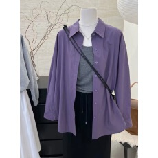 批发紫色长袖衬衫<b class='q'>外套</b>女春装新款衬衣2026爆款韩系高级感宽松休闲上衣