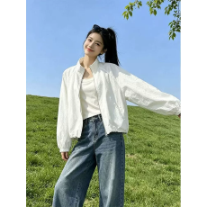 批发韩系夏季新款白色薄款立领防晒<b class='q'>外套</b><b class='q'>女装</b>轻薄户外休闲百搭运动上衣