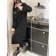批发毛衣裙秋冬配大衣<b class='q'>韩版</b>女冬季加厚polo领正肩中长款针织裙子