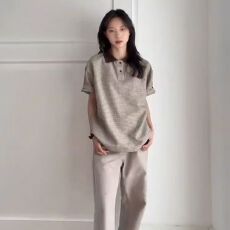 批发美式复古棕色千鸟格短<b class='q'>袖</b>polo衫男女夏季老钱风t恤cleanfit<b class='q'>半截</b><b class='q'>袖</b>