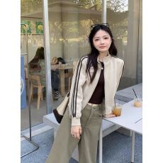 批发韩系立领拉链卫衣女秋季宽松休闲<b class='q'>运动</b>风外套<b class='q'>显瘦</b>百搭三条杠短上衣