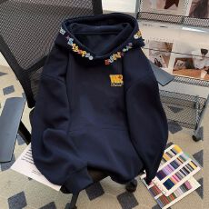 批发小众刺绣字母高级感连帽卫衣女ins复古套头帽衫外套潮