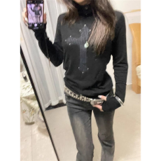 批发【广州雪花羊绒250克】高领修身朋克长袖<b class='q'>t</b><b class='q'>恤</b>套指弹力上衣