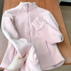 批发双面奥粒绒340克 原版做法天猫抖音质量~甜美粉色立领拉链卫衣女