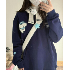 批发薄款/加绒-配公仔 纯棉华棉复合牛奶丝/银狐绒 <b class='q'>刺绣</b>小狗连帽卫衣