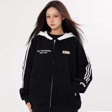 批发美式飞行员夹克女春秋季条纹设计感休闲<b class='q'>棒球</b>服潮牌痞帅情侣<b class='q'>外套</b>