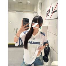 批发原版面料 原版做工  螺纹领口+后包边 <b class='q'>印花</b>+烫钻V领短袖女实价