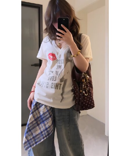 비 압력 그림 완제품 프린트 210 그램 95 면 40s 오스트리아 델 레트로 초상화 아메리칸 몸매 가꾸기 반팔