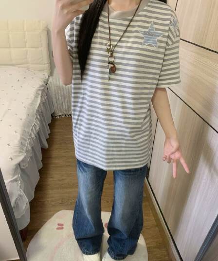 자수 패치 네리 가게 천 광저우 원본 원단 반팔 티셔츠 여성
